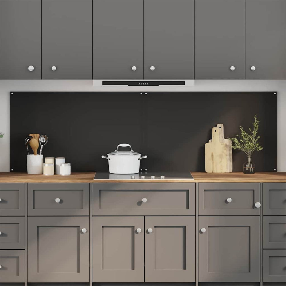vidaXL Kitchen Splashback 2 pcs Black 100 x 60 cm Tempered Glass