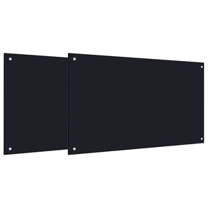 vidaXL Kitchen Splashback 2 pcs Black 100 x 60 cm Tempered Glass