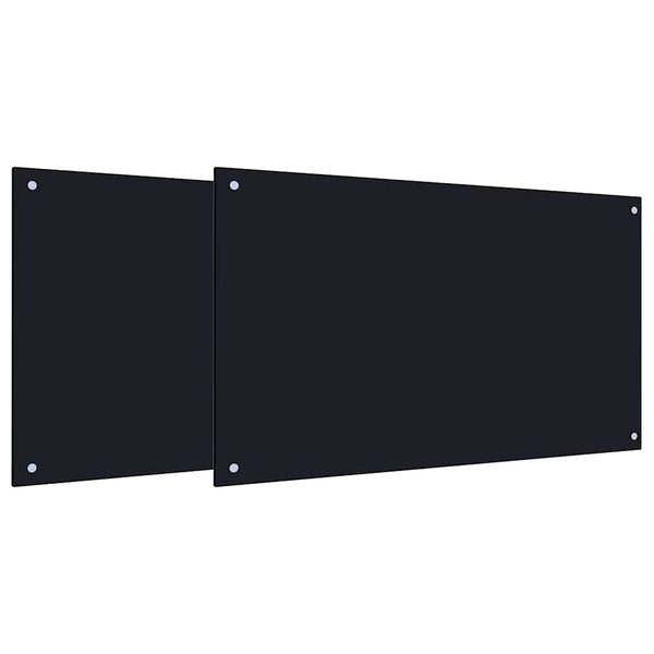 vidaXL Kitchen Splashback 2 pcs Black 100 x 60 cm Tempered Glass