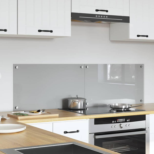 vidaXL Kitchen Splashback 2 pcs Light Grey 70 x 40 cm Tempered Glass