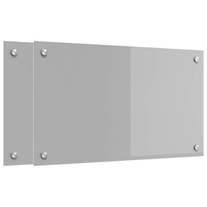 vidaXL Kitchen Splashback 2 pcs Light Grey 70 x 40 cm Tempered Glass