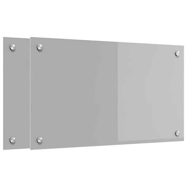 vidaXL Kitchen Splashback 2 pcs Light Grey 70 x 40 cm Tempered Glass
