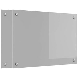 vidaXL Kitchen Splashback 2 pcs Light Grey 70 x 50 cm Tempered Glass