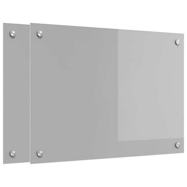 vidaXL Kitchen Splashback 2 pcs Light Grey 70 x 50 cm Tempered Glass