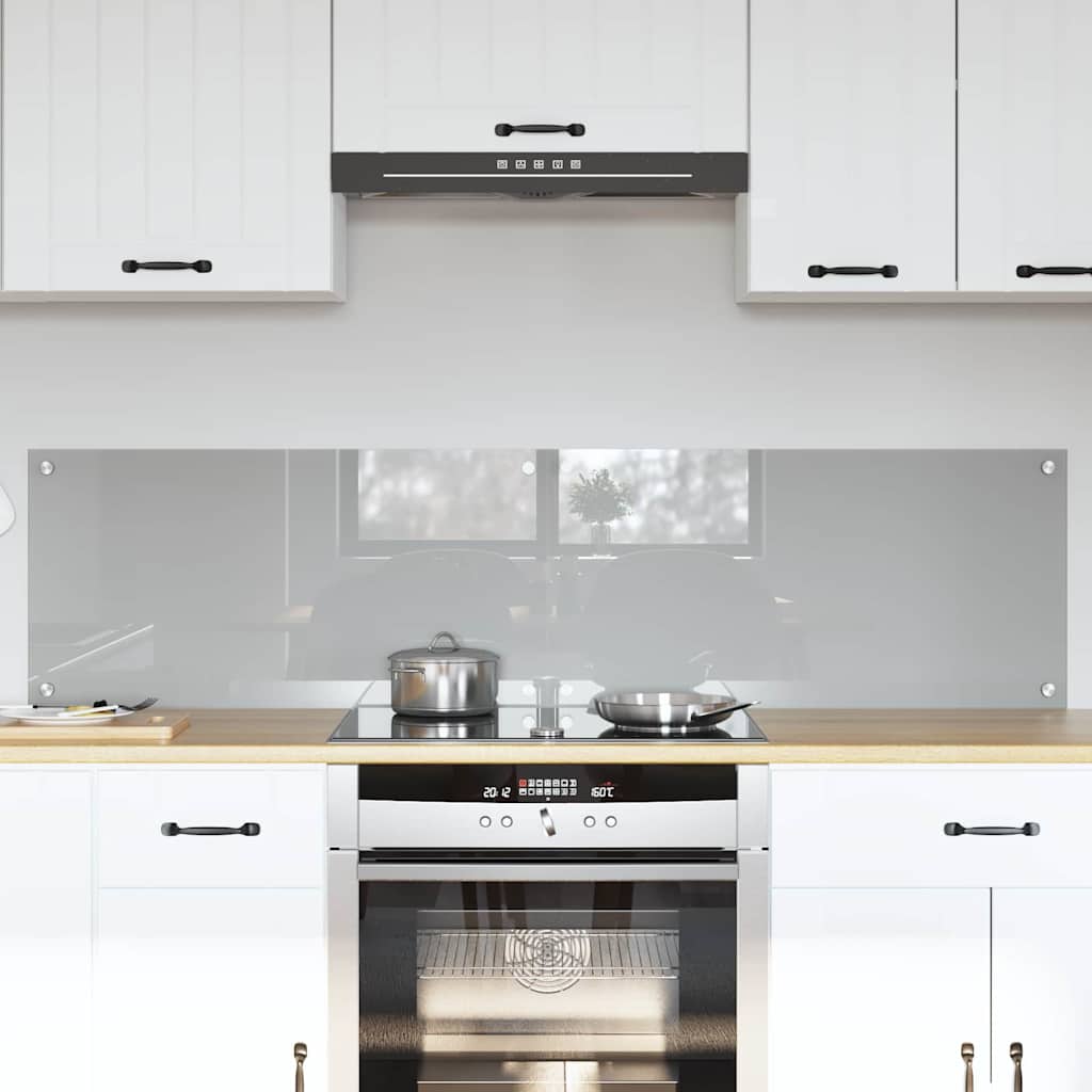 vidaXL Kitchen Splashback 2 pcs Light Grey 80 x 40 cm Tempered Glass