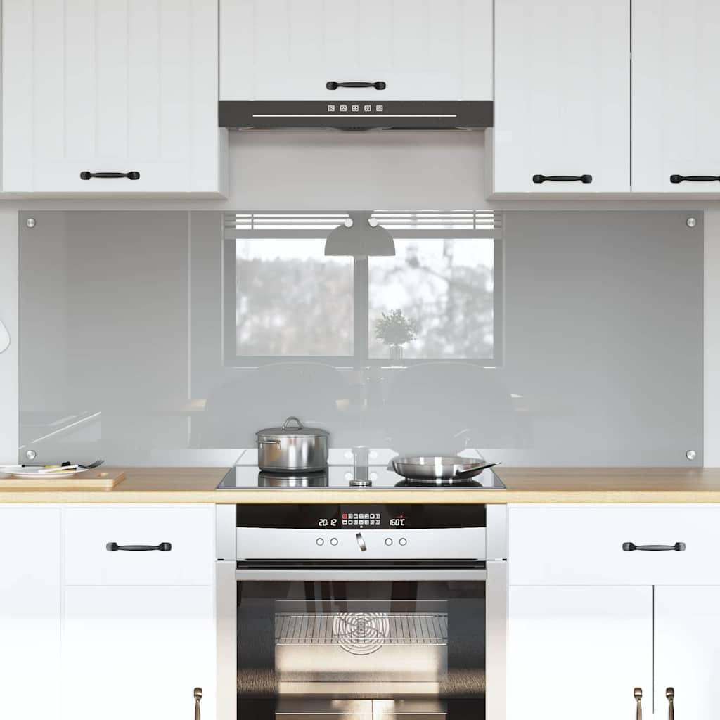 vidaXL Kitchen Splashback 2 pcs Light Grey 80 x 60 cm Tempered Glass