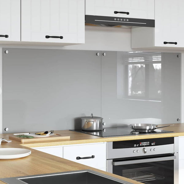 vidaXL Kitchen Splashback 2 pcs Light Grey 80 x 60 cm Tempered Glass