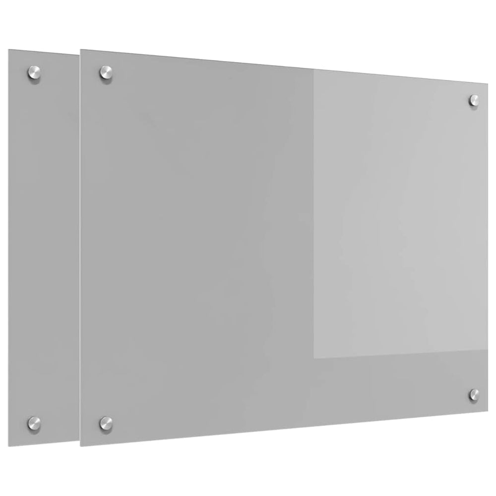vidaXL Kitchen Splashback 2 pcs Light Grey 80 x 60 cm Tempered Glass