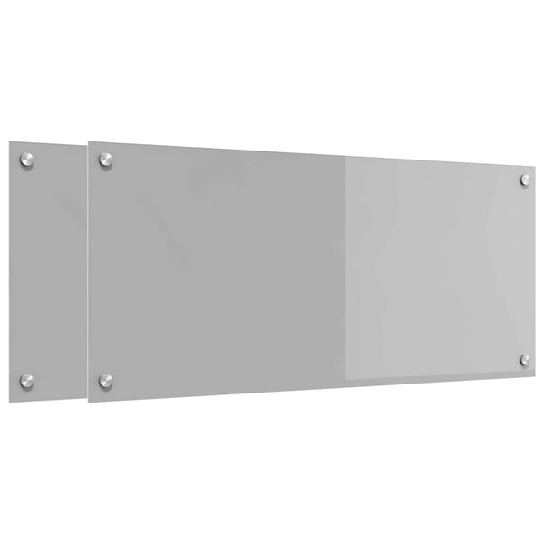 vidaXL Kitchen Splashback 2 pcs Light Grey 90 x 40 cm Tempered Glass