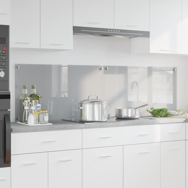 vidaXL Kitchen Splashback 2 pcs Light Grey 90 x 50 cm Tempered Glass