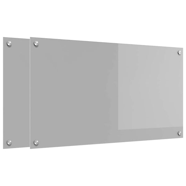 vidaXL Kitchen Splashback 2 pcs Light Grey 90 x 50 cm Tempered Glass