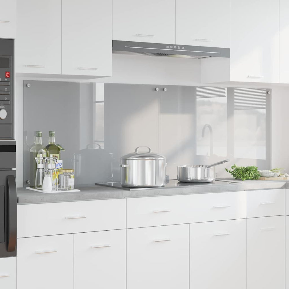 vidaXL Kitchen Backsplash 2 pcs Light Grey 90 x 60 cm Tempered Glass
