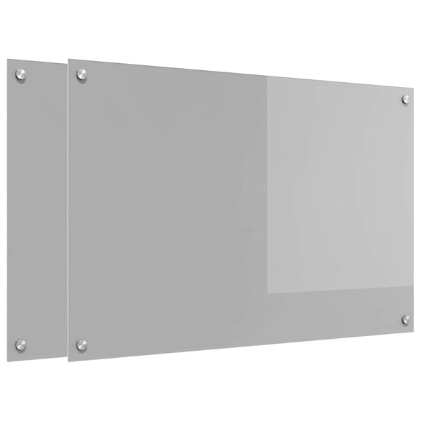 vidaXL Kitchen Backsplash 2 pcs Light Grey 90 x 60 cm Tempered Glass