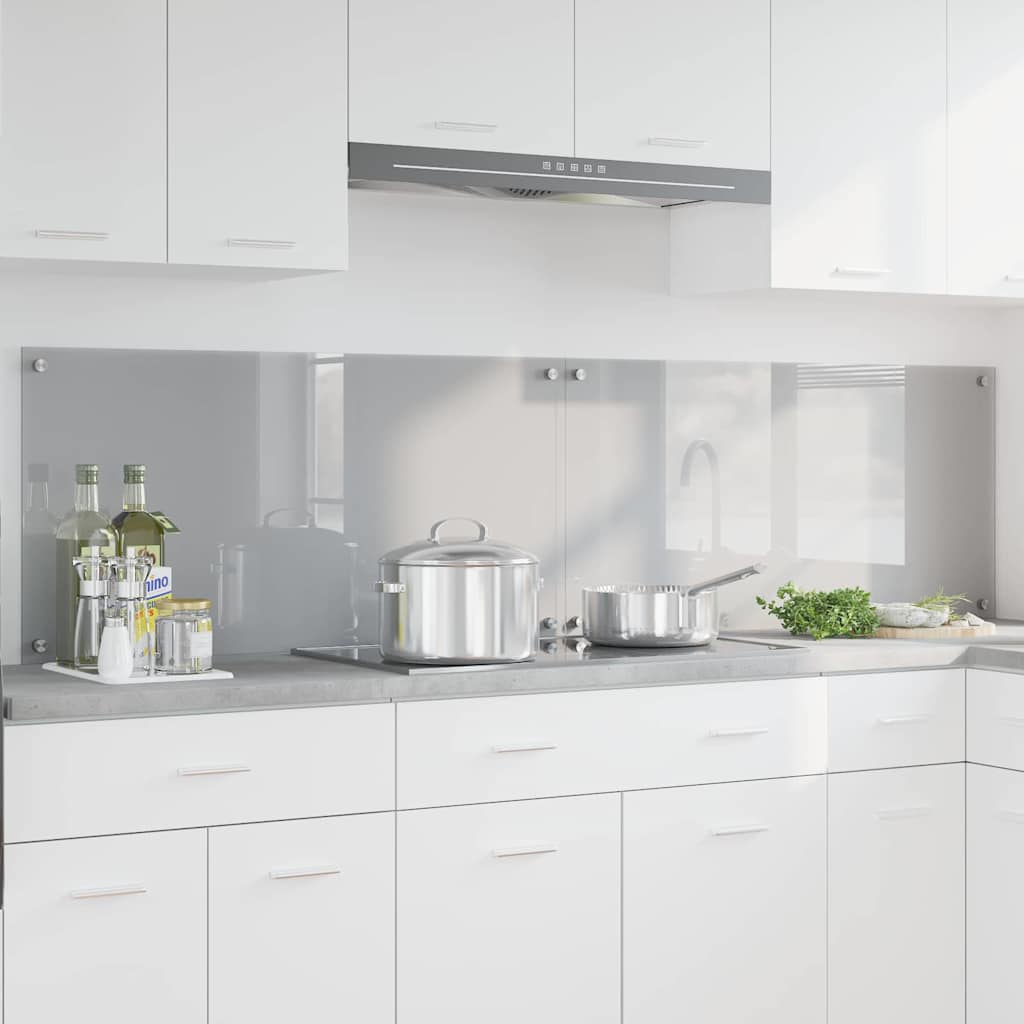 vidaXL Kitchen Splashback 2 pcs Light Grey 100 x 50 cm Tempered Glass