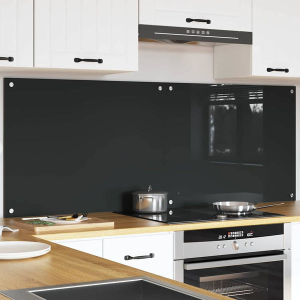 vidaXL Kitchen Splashback 2 pcs Dark Grey 80 x 60 cm Tempered Glass