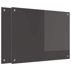 vidaXL Kitchen Splashback 2 pcs Dark Grey 80 x 60 cm Tempered Glass