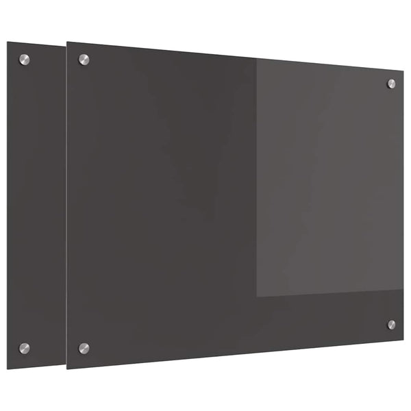 vidaXL Kitchen Splashback 2 pcs Dark Grey 80 x 60 cm Tempered Glass