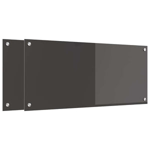 vidaXL Kitchen Splashback 2 pcs Dark Grey 90 x 40 cm Tempered Glass