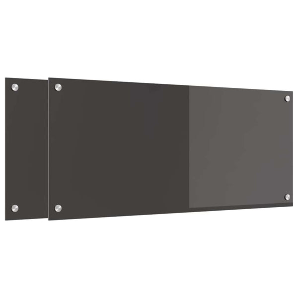 vidaXL Kitchen Splashback 2 pcs Dark Grey 90 x 40 cm Tempered Glass