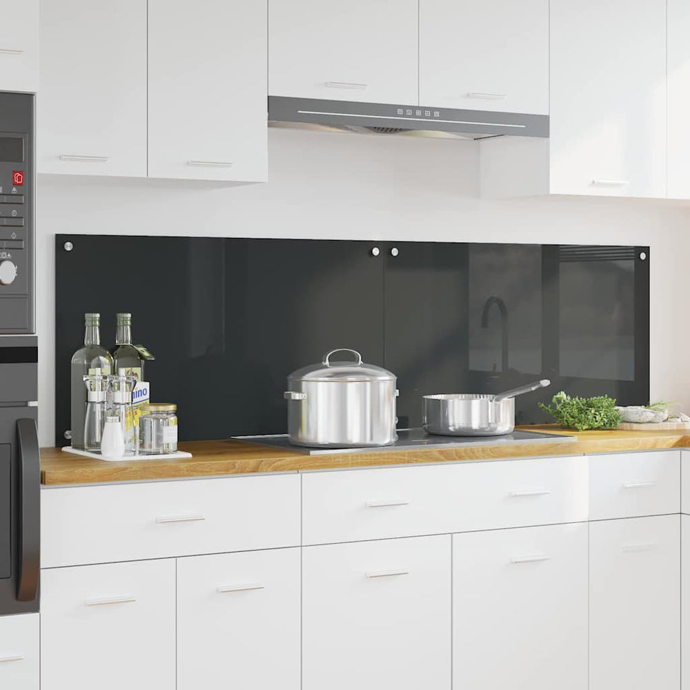 vidaXL Kitchen Backsplash 2 pcs Dark Grey 90 x 50 cm Tempered Glass