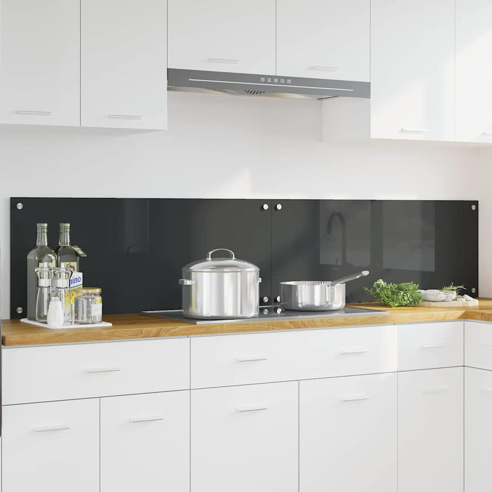 vidaXL Kitchen Splashback 2 pcs Dark Grey 100 x 40 cm Tempered Glass