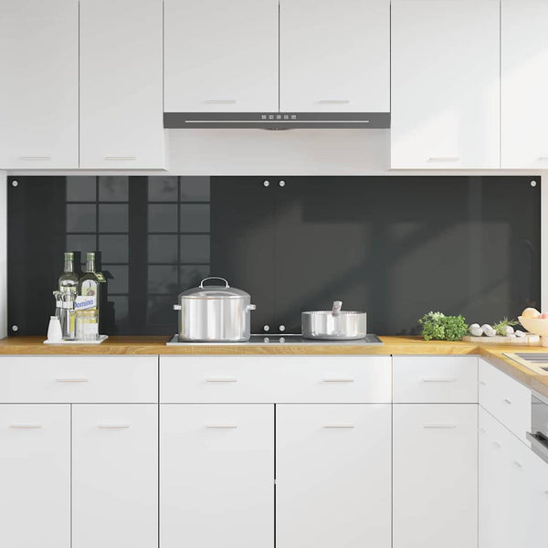 vidaXL Kitchen Splashback 2 pcs Dark Grey 100 x 60 cm Tempered Glass