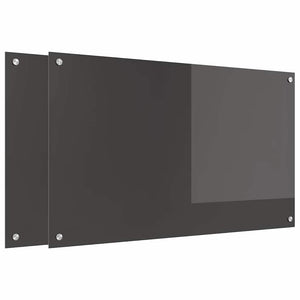 vidaXL Kitchen Splashback 2 pcs Dark Grey 100 x 60 cm Tempered Glass