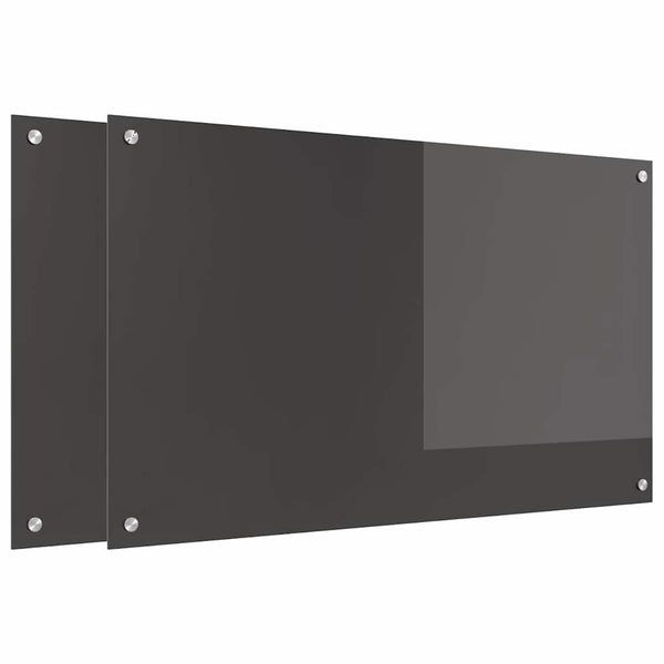 vidaXL Kitchen Splashback 2 pcs Dark Grey 100 x 60 cm Tempered Glass