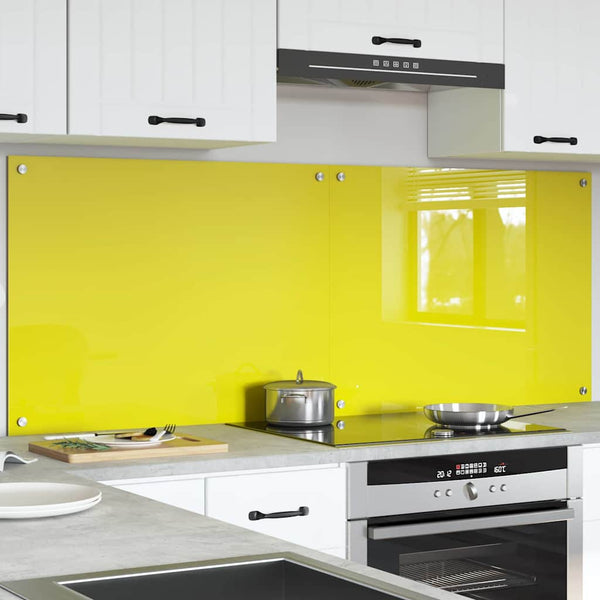 vidaXL Kitchen Splashback 2 pcs Yellow 80 x 60 cm Tempered Glass