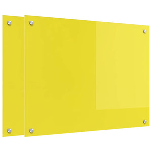 vidaXL Kitchen Splashback 2 pcs Yellow 80 x 60 cm Tempered Glass