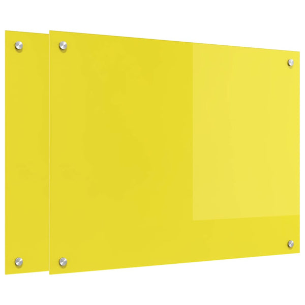 vidaXL Kitchen Splashback 2 pcs Yellow 80 x 60 cm Tempered Glass