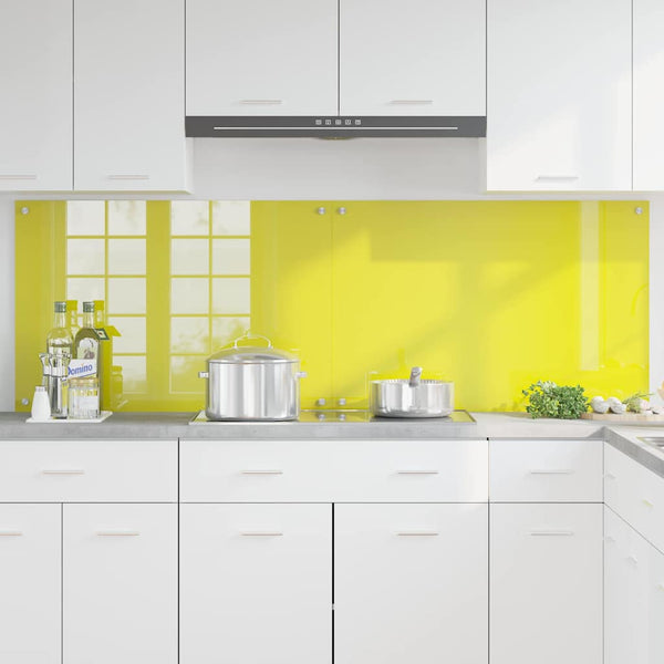 vidaXL Kitchen Splashback 2 pcs Yellow 90 x 60 cm Tempered Glass