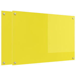 vidaXL Kitchen Splashback 2 pcs Yellow 90 x 60 cm Tempered Glass