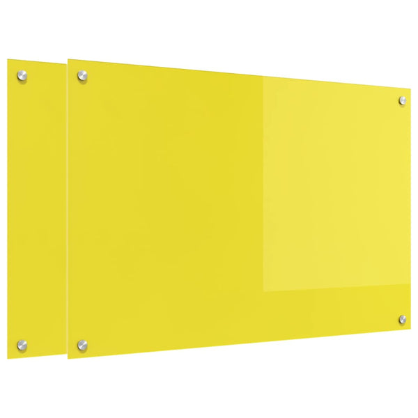 vidaXL Kitchen Splashback 2 pcs Yellow 90 x 60 cm Tempered Glass
