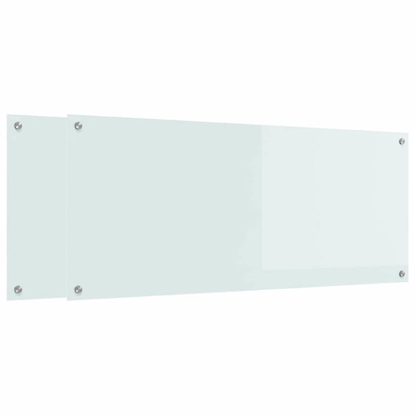 Küchenrückwand 2er Set Weiß Glas 120x50cm