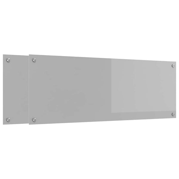 Küchenrückwand Hellgrau Glas 110x40cm 2er Set