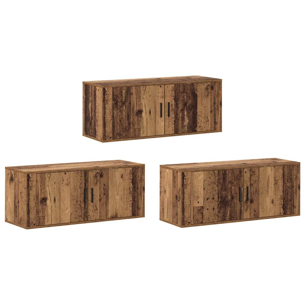 vidaXL Wall-Mounted TV Cabinet Set 3 pcs Reclaimed Wood 100 x 34.5 x 40 cm