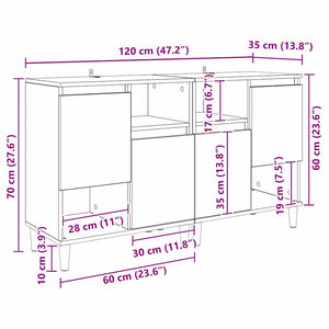 vidaXL Sideboards 2 pcs Artisan Oak 60 x 35 x 70 cm Engineered Wood