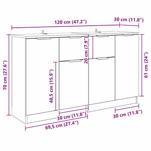 vidaXL Sideboards 2 pcs Artisan Oak 60 x 30 x 70 cm Engineered Wood