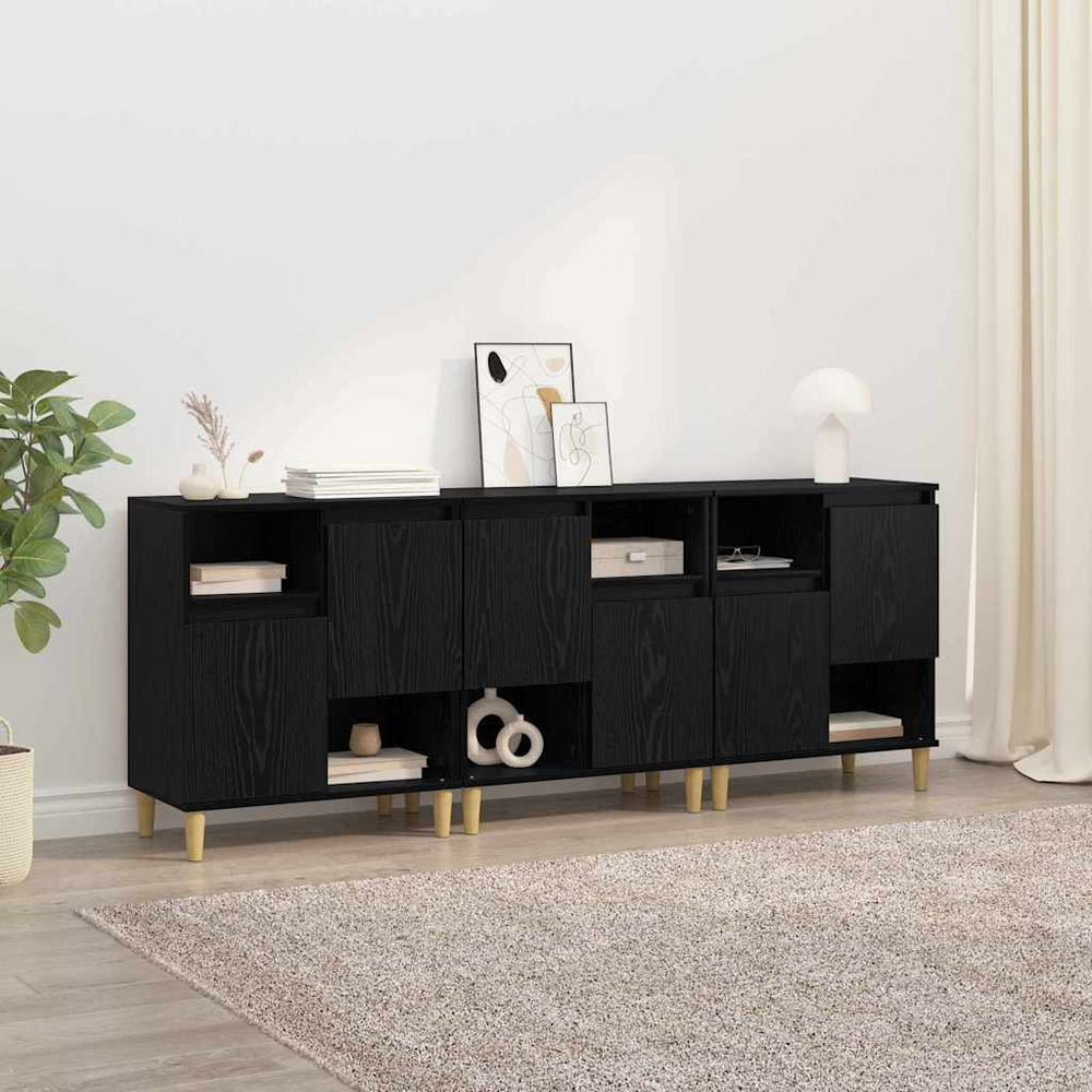 vidaXL Sideboards 3 pcs Black Oak Look 60 x 35 x 70 cm