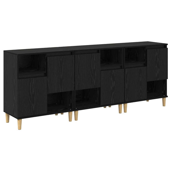vidaXL Sideboards 3 pcs Black Oak Look 60 x 35 x 70 cm