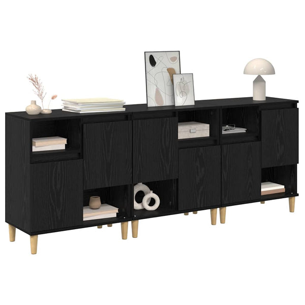 vidaXL Sideboards 3 pcs Black Oak Look 60 x 35 x 70 cm