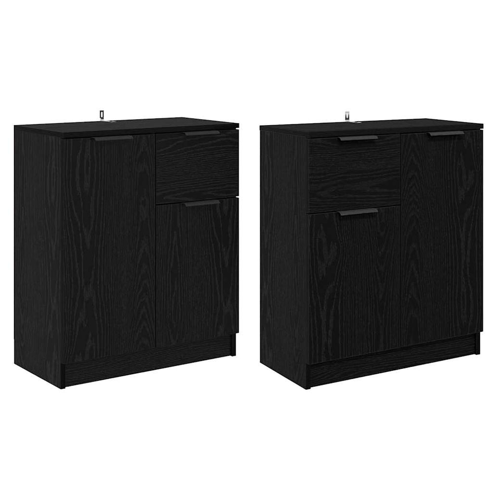 vidaXL Sideboards 2 pcs Black Oak Look 60 x 30 x 70 cm