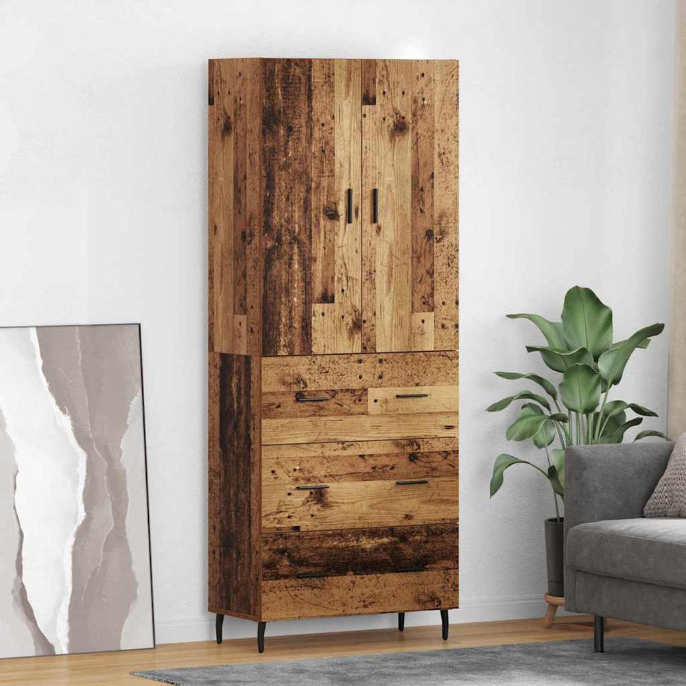 vidaXL Highboard with Drawers 2 pcs Reclaimed Wood Engineered Wood and Glass
