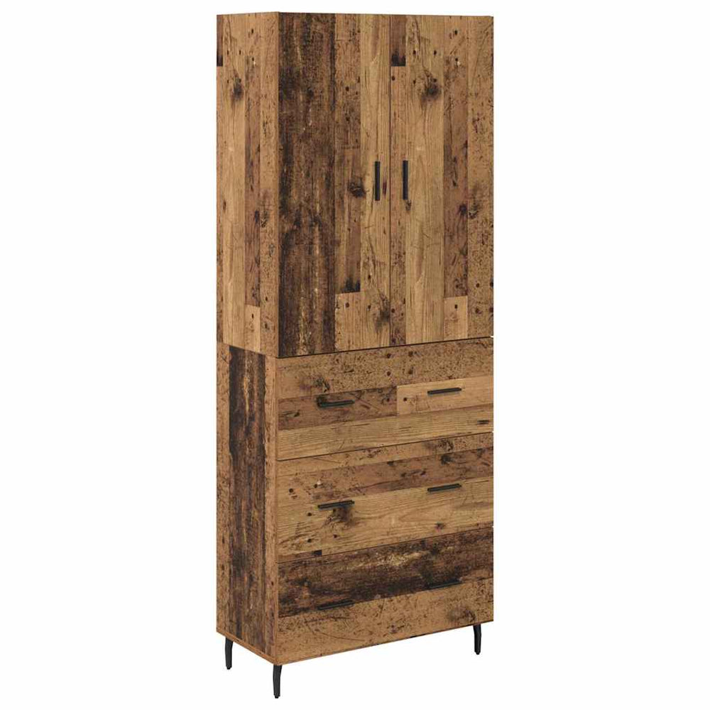 vidaXL Highboard with Drawers 2 pcs Reclaimed Wood Engineered Wood and Glass