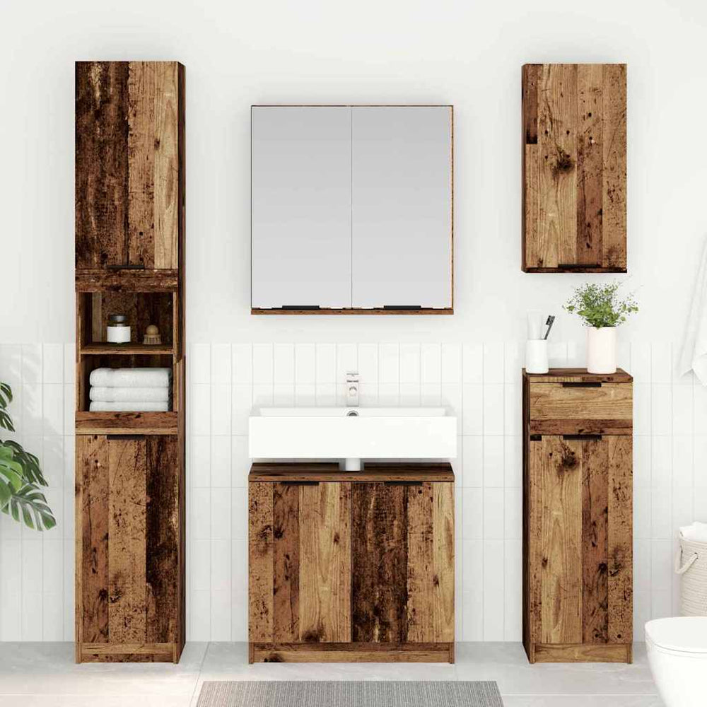 vidaXL Bathroom Cabinet Set with Shelf 3 pcs Reclaimed Wood Engineered Wood