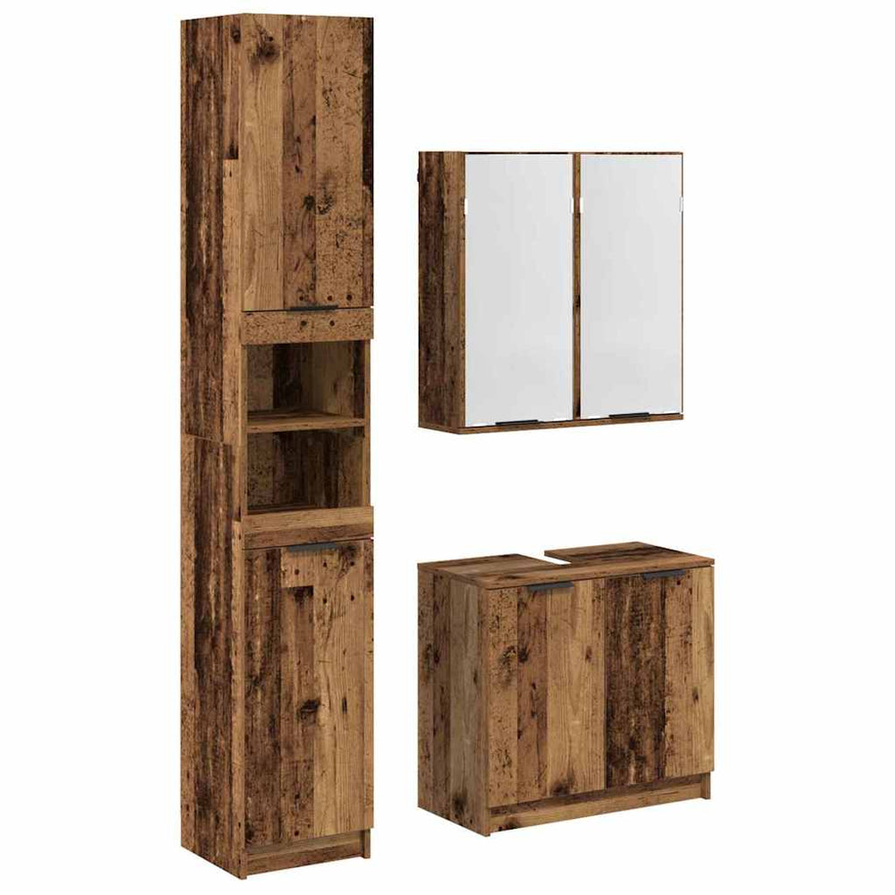 vidaXL Bathroom Cabinet Set with Shelf 3 pcs Reclaimed Wood Engineered Wood
