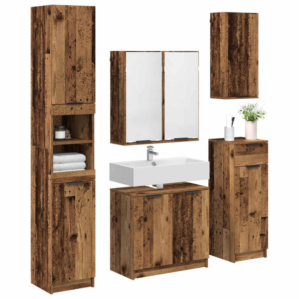 vidaXL Bathroom Furniture Set with Drawers 5 pcs Reclaimed Wood Engineered Wood