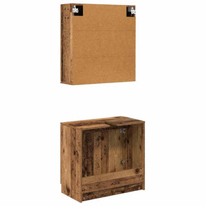 vidaXL Bathroom Cabinet Set with Shelf and Door Reclaimed Wood Engineered Wood