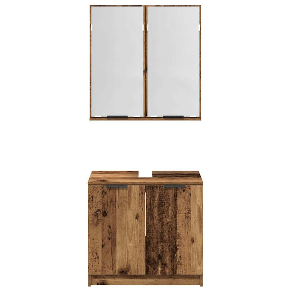 vidaXL Bathroom Cabinet Set with Shelf and Door Reclaimed Wood Engineered Wood